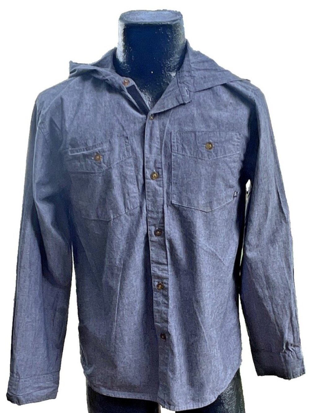 Nike 6.0 Vintage Hooded Chambray Long Sleeve Button Up Shirt Tagged L (20x25)